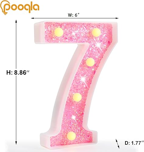 Miniatura 5 de Pooqla - Luces de números luminosos, alimentados por batería, con brillantina para fiestas de cumpleaños, para Decoración de Navidad, bodas, hogar y