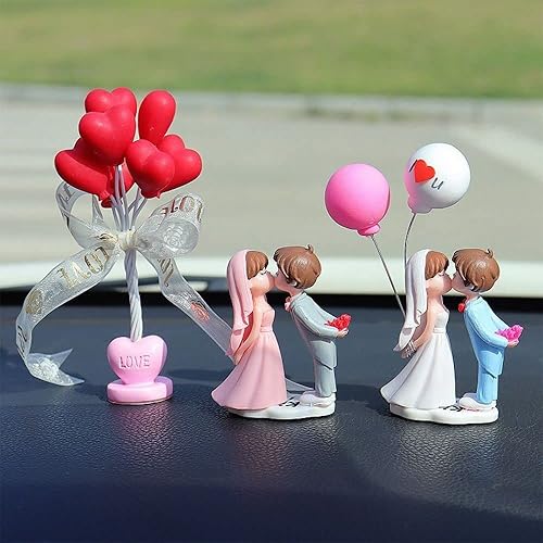 Miniatura 6 de gofidin Figura de globo de anime para parejas para automóvil, lindo beso de boda, decoración interior de automóvil, figura de tablero, regalos