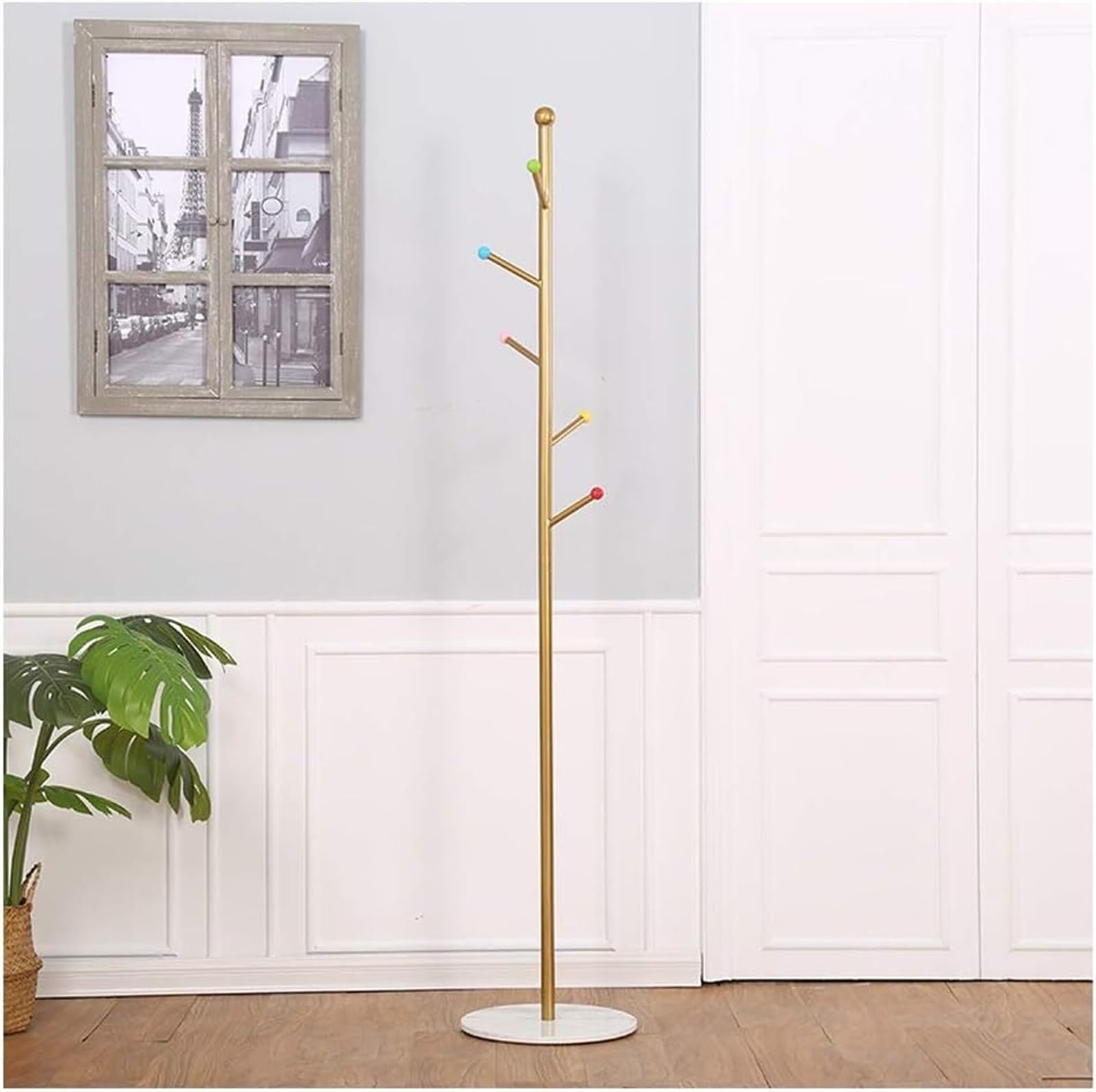 Porte-manteau créatif en fer doré et blanc ELzEy design haut de gamme pour entrée