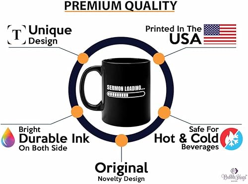 Miniatura 3 de Taza de café cristiana divertida de 11 onzas, color negro, sermón cargando A, Biblia religiosa, Jesús, pastor divertido, humor cruzado, bromas,