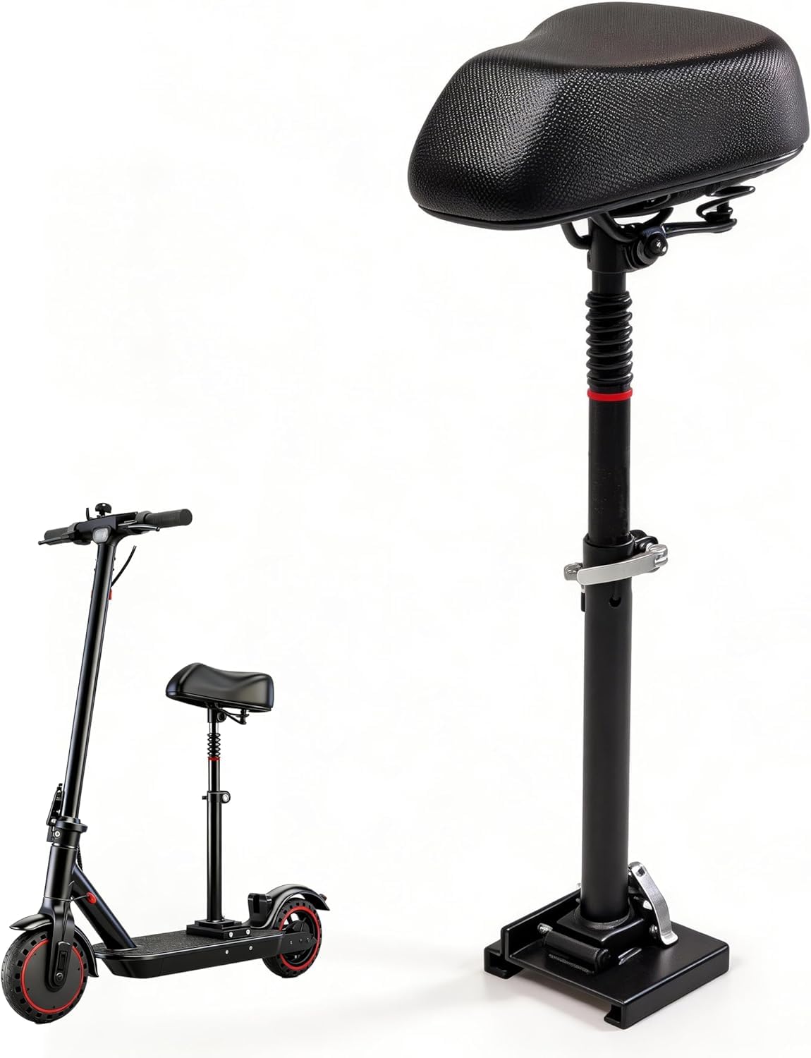 Photo 1 of NAIXTYRE Adjustable Electric Scooter Seat Suitable for 5.2-5.75 inch Scooter Deck Upgraded and Enlarged Waterproof seat Cushion Shock-absobing Riser Stable and Firm, Adjustable Height