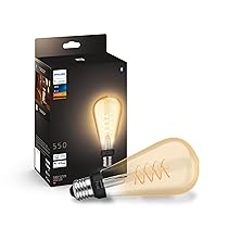 Philips Hue White Filament, Lampadina LED Smart a Filamento Edison, Attacco E27, Luce Bianca Calda, Dimmerabile