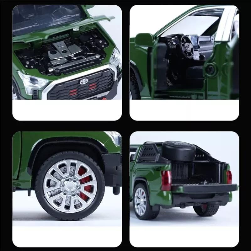 Image of 1:32 Toyota Tundra Alloy Pickup Off-Road Diecast Metal Pull Back Car with 6 Openable Doors with Sound and Light Toy Decoration car Best Gift Toys for Kids 【Color As Per Stock】