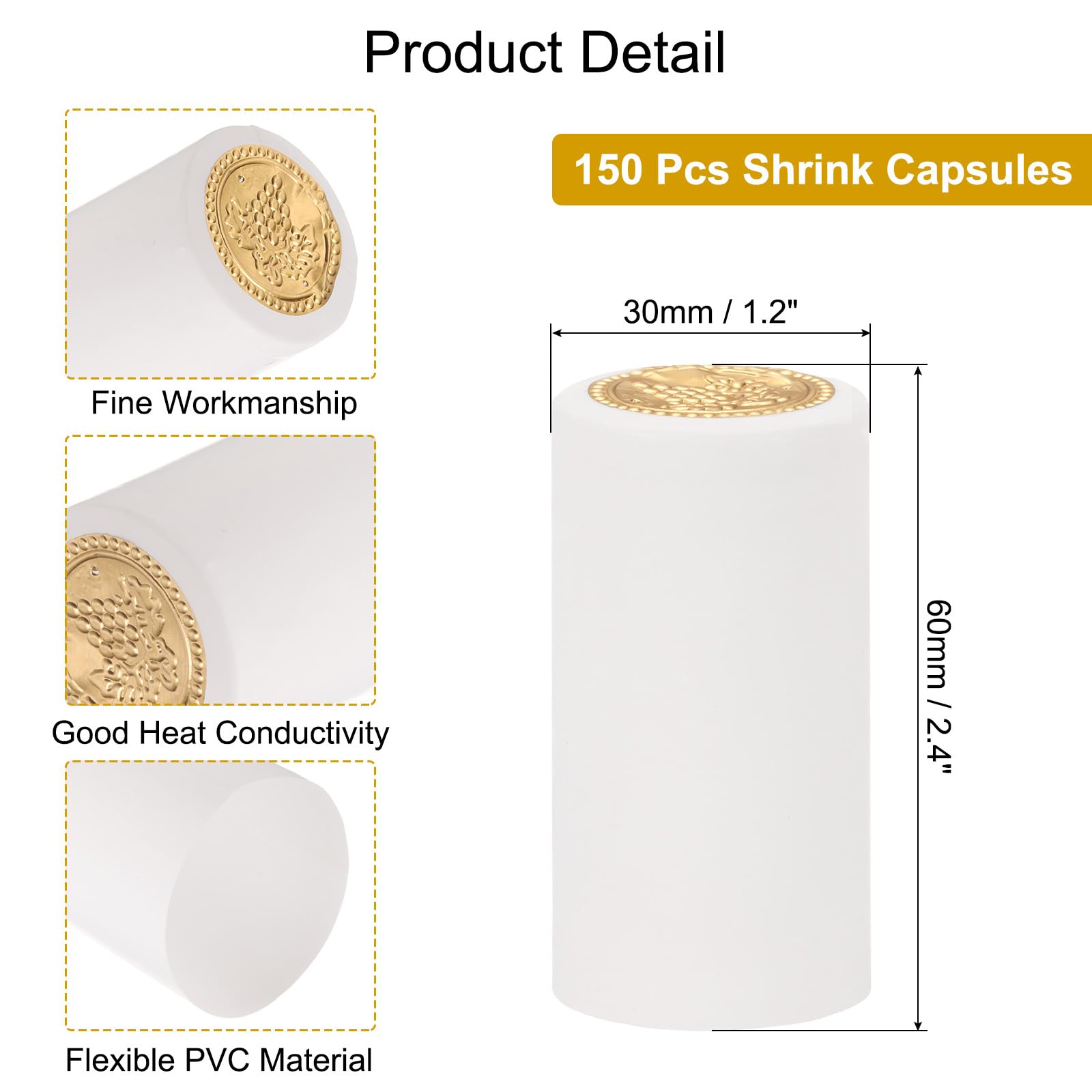 150 Capsule Termorestringenti Per Vino 30x60mm - Sigillatura Bottiglie Vetro, PVC, Per Cantine Casa - Foto 10