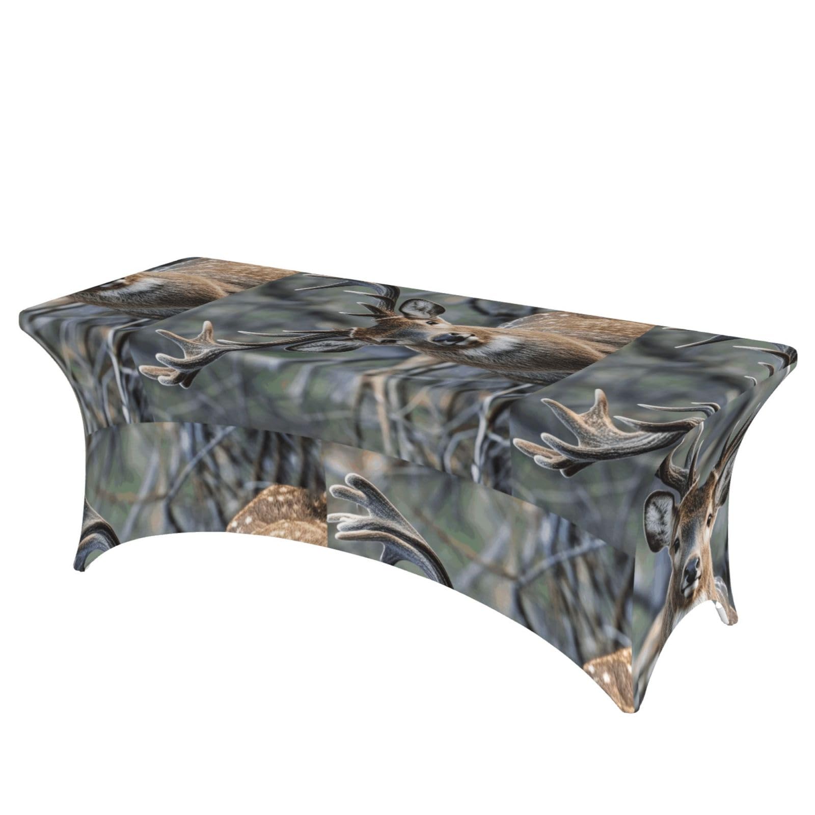 LMNGH Antlers Decorative Tablecloth Protector for Wedding, Banquet & Parties6FT Spandex Rectangle Tablecloths, Stretch Washable Table Cloth Wrinkle Free Patio Table Cover