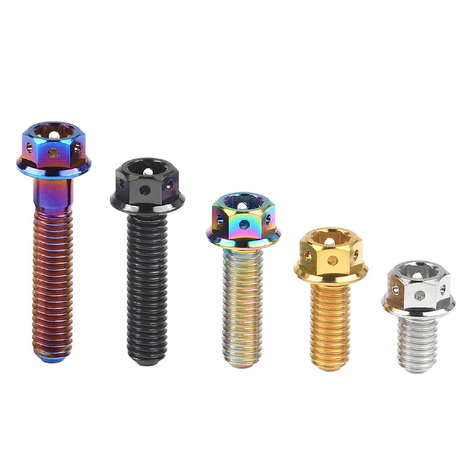 Viti Con Testa A Bottone Flangiata, M10 Bullone In Titanio 20/25/30/35/40/45 /50/55/60/65/70/75/80/85 90mm Flangia Vite A Testa Esagonale For Bicicletta Rimontata 4 Pezzi(Burnt Blue,20mmxM10 1.25Pitch - Foto 10