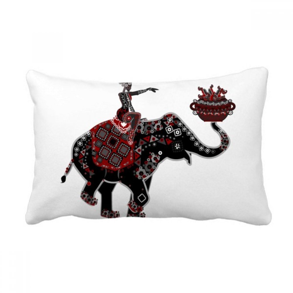 Coussin lombaire motif éléphant déco ethnique et housse d'oreiller multicolore