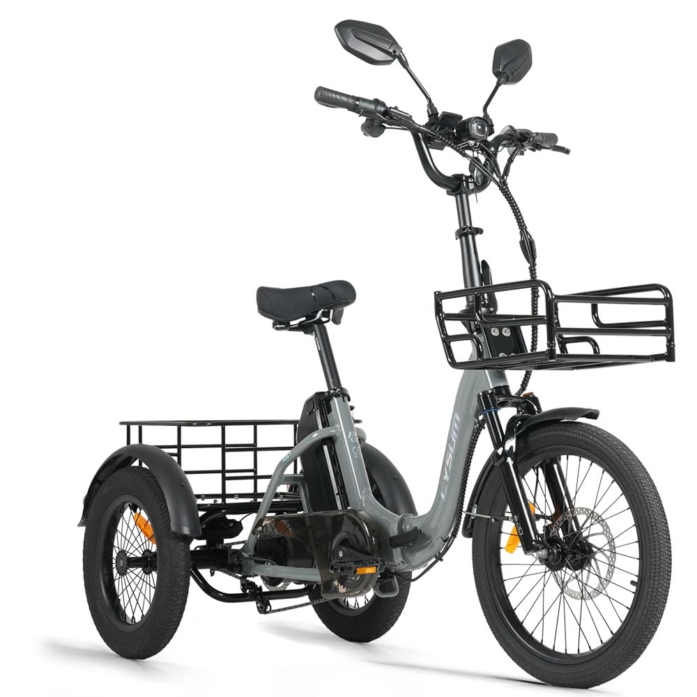 Triciclo elettrico Antgooat AG1 Pro, bicicletta elettrica pieghevole per adulti, dotata di batteria da 48 V e 20 Ah, con un'autonomia fino a 150 km, dotata di portapacchi sia anteriore che posteriore,