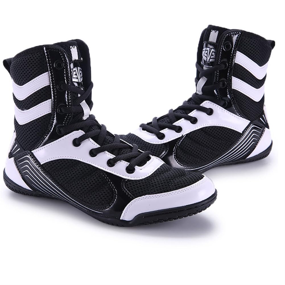 Scarpe da Wrestling per Ragazzi e Ragazze Unisex, Stivaletti Leggeri in Mesh Traspirante, Barefoot, Antiscivolo, con Caviglia Alta.,Nero,41 EU