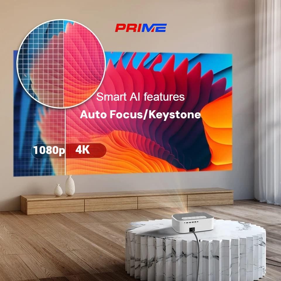 Image of VividBeam 4K QLED Ultra HD Smart Android Projector | 16,000 Lumens | Auto AI Focus & Keystone | Home Theatre Projector with WiFi, Bluetooth, HDMI | OTT Apps | 1 Year Warranty