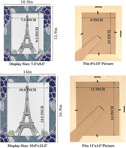 Miniatura 2 de TropicalLife Marco de fotos de tortuga marina de 8 x 10 pulgadas, para pared o mesa, decoración del hogar, marco de fotos de madera con estampado de
