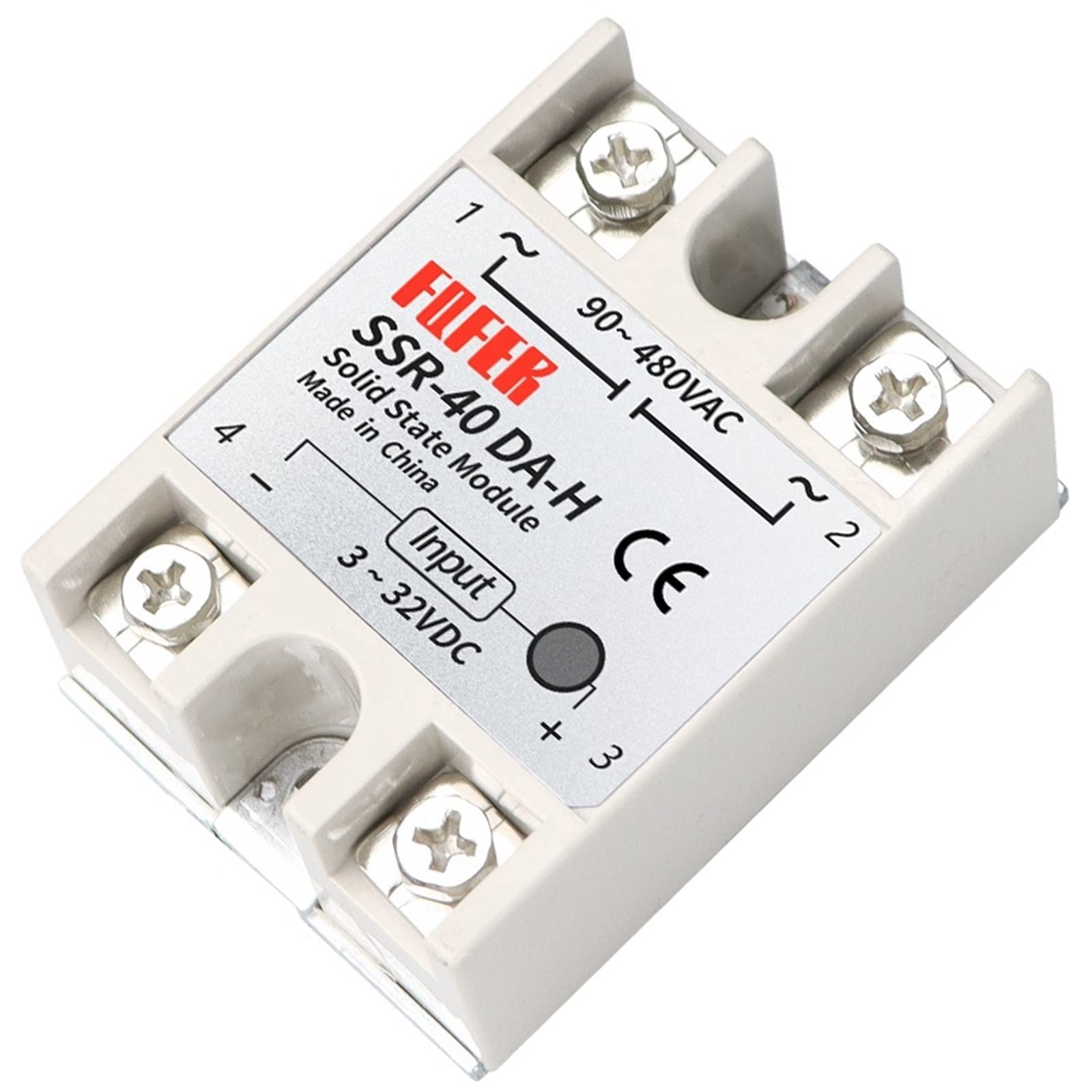 GJZIFGFWQ 1Pcs Solid State Relay SSR-10DA-H 10A Actually 3-32V DC - 90-480V AC SSR 10DA 15DA 25DA 40DAH(SSR-40DA-H)