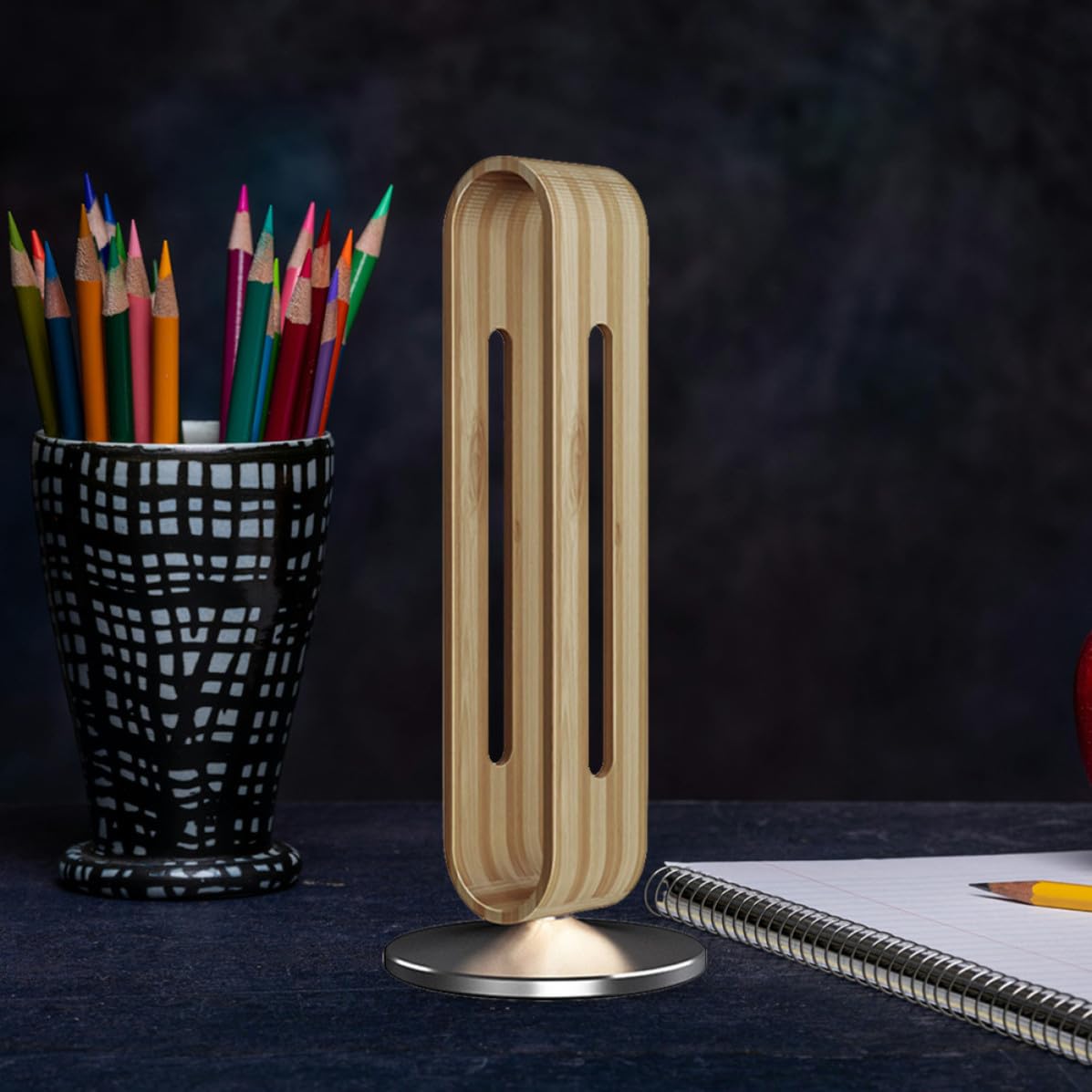 SHINEOFI Supporto per Cuffie da Scrivania in Lega di Alluminio, Stabile | Base in Silicone, Design Semplice Vibe Artistica, Portata Fino a 3kg, Finitura Bambù
