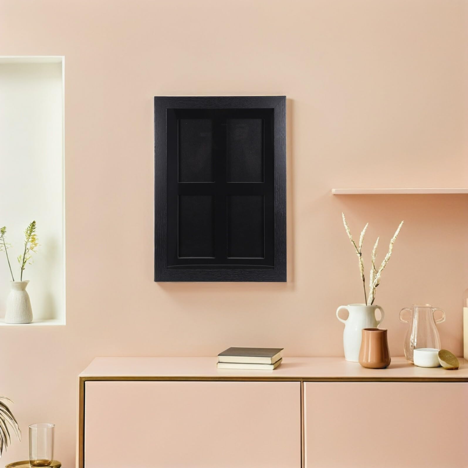 Lurrose Gerahmter Sammelkarten Rahmen für Wand und Tischmontage 4 Fächer Transparente Abdeckung Psa Kompatibel Kartendisplay für Sammelkarten und Trading Cards