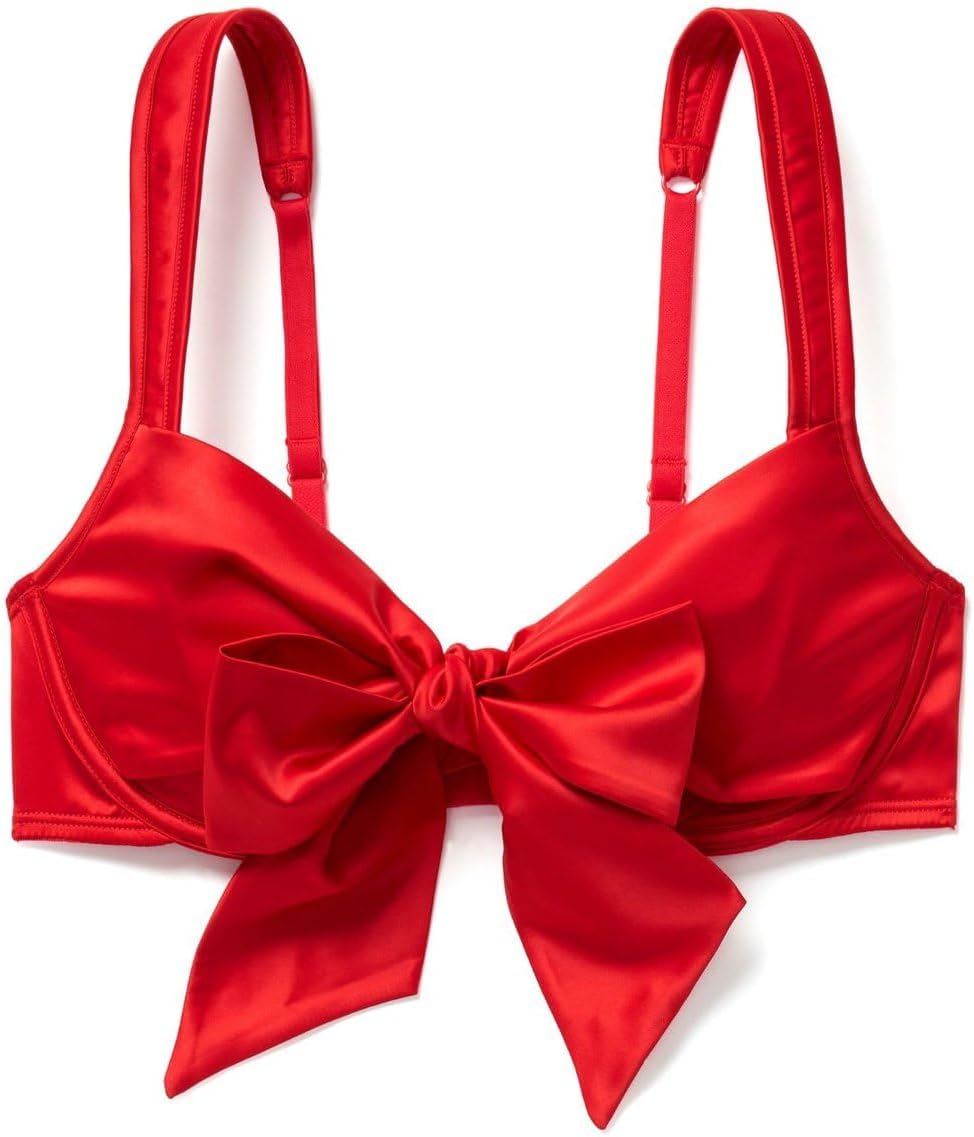 Adore Me Gynger Unlined Bow Bra - XS-4X Regular & Plus-Size Satin Balconette Bra with Underwire & Adjustable Straps
