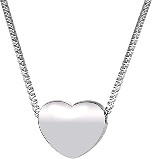 Tiny Love Heart Pendant Necklace for Women Teen Girls, Solid Stainless Steel/ Pure 925 Sterling Silver I Love You Statement Jewelry Heart Layer Choker Necklace Love Heart Pendant Necklace for Girlfriend Wife Anniversary Birthday Gifts Mom Gifts for Mothers Day