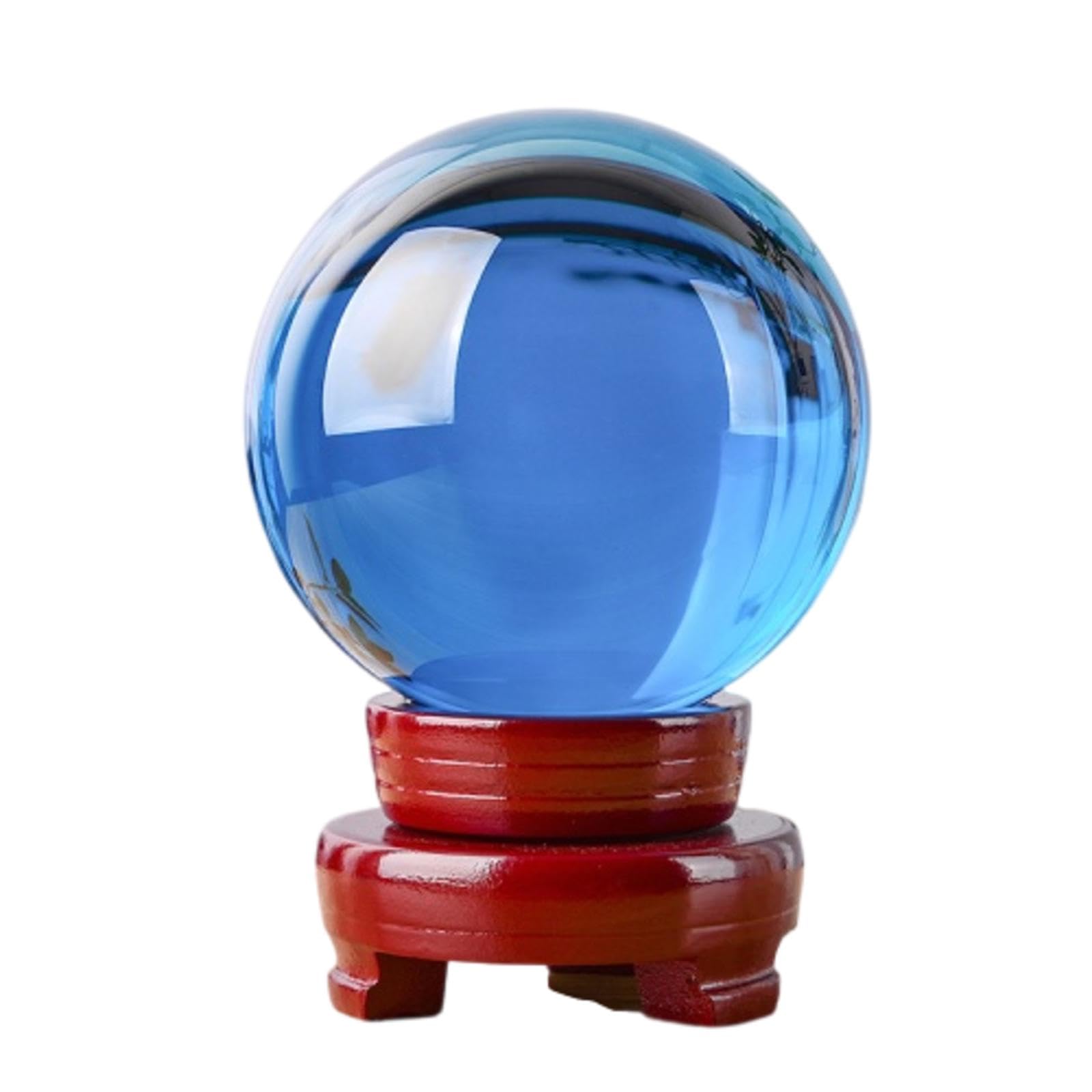 ZPFWDGBRH Blue Crystal Sphere Ball with Wooden Display Stand,6cm