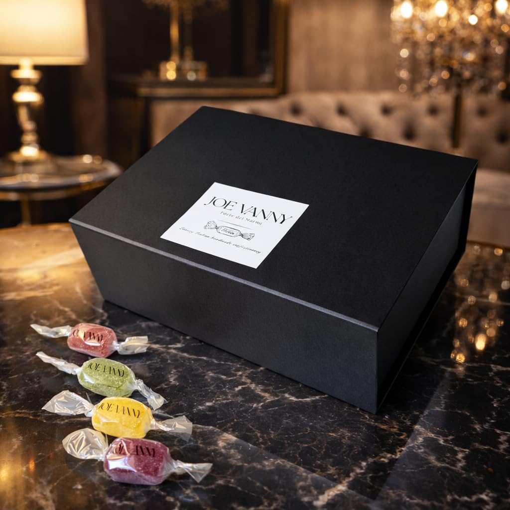 Joe Vanny, caramelle gelatine alla frutta, produzione artigianale, gelées 100% naturali, 30% di frutta, con oli essenziali, confezione luxury da 1000g