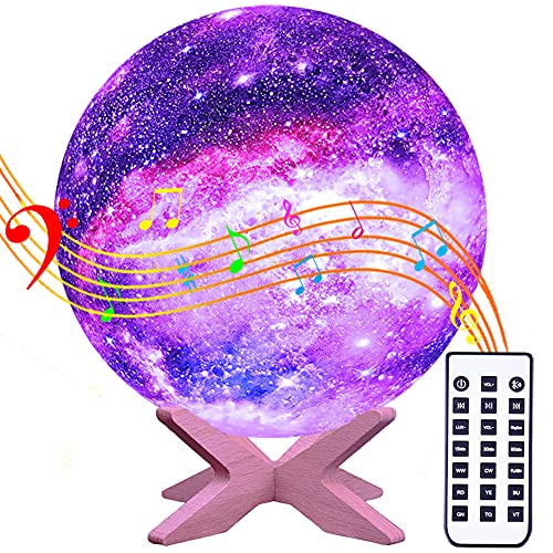 Starry Moon Lamp Sleep Sound Machine Build-in Bluetooth/White Noise/Lullaby, Remote Control/Timer/Dimmable/Rechargeable Nightlight, Gift 2 Kids&Adult