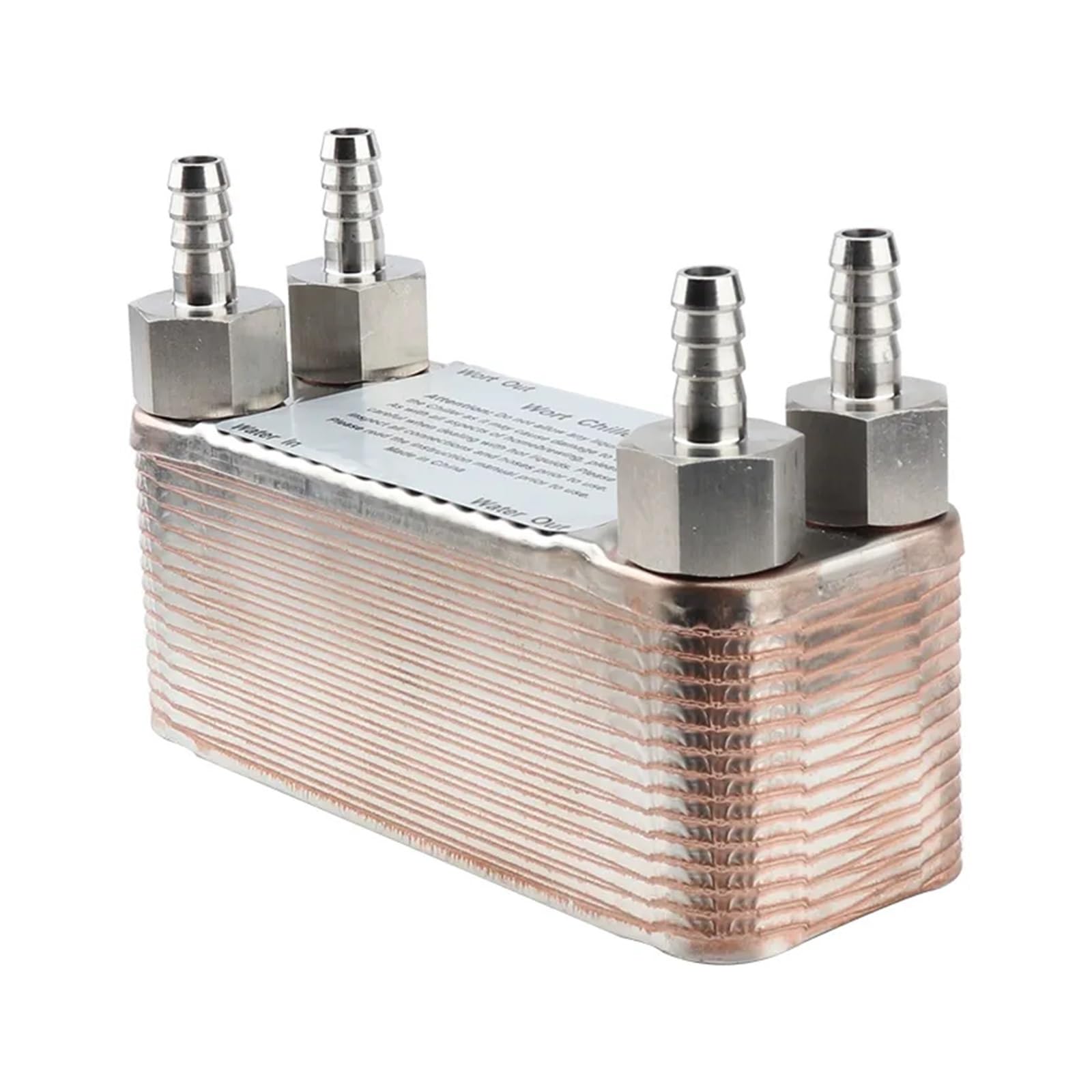 Zxzzas One Color Heat Exchanger, 30 Plate Heat Exchanger Stainless Plate Wort Chiller,Brewing Chiller With Hose Barb 3/4" Npt X 13Mm Barb