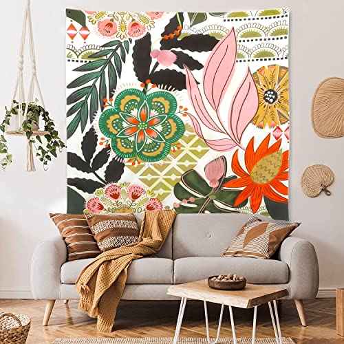 ZYLLGLOW Mid Century Abstract Boho Leaves Modern Minimalistic Home Decor Trippy Wall Tapestry for Bedroom Aesthetic Mounain Tapestry for Living Room…
