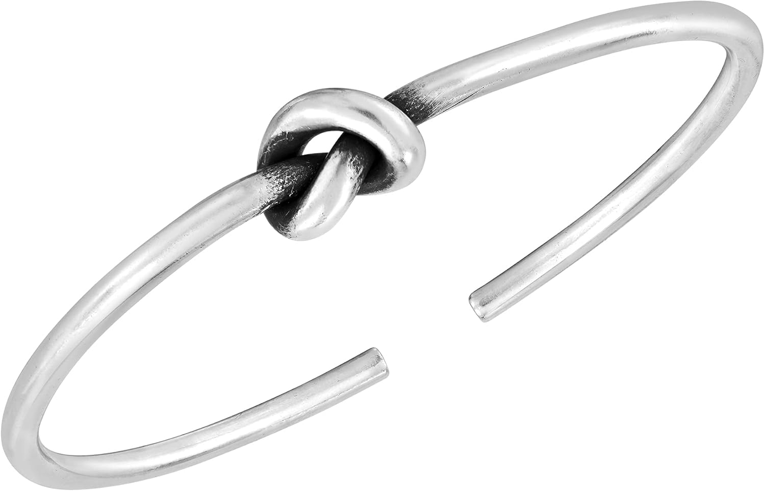 AeraVida Sterling Silver Adjustable Knot Cuff Bracelet | Polished Open Bangle | Modern Minimalist Handmade Jewelry