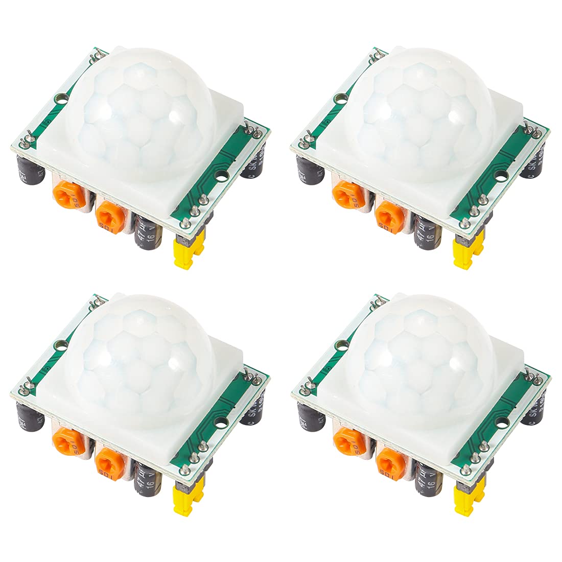 4Pcs HC-SR501 Pir Motion Infrared Human Body Sensor Module Pyroelectric Infrared Motion Detector Module for Raspberry Pi Microcontrollers Projects