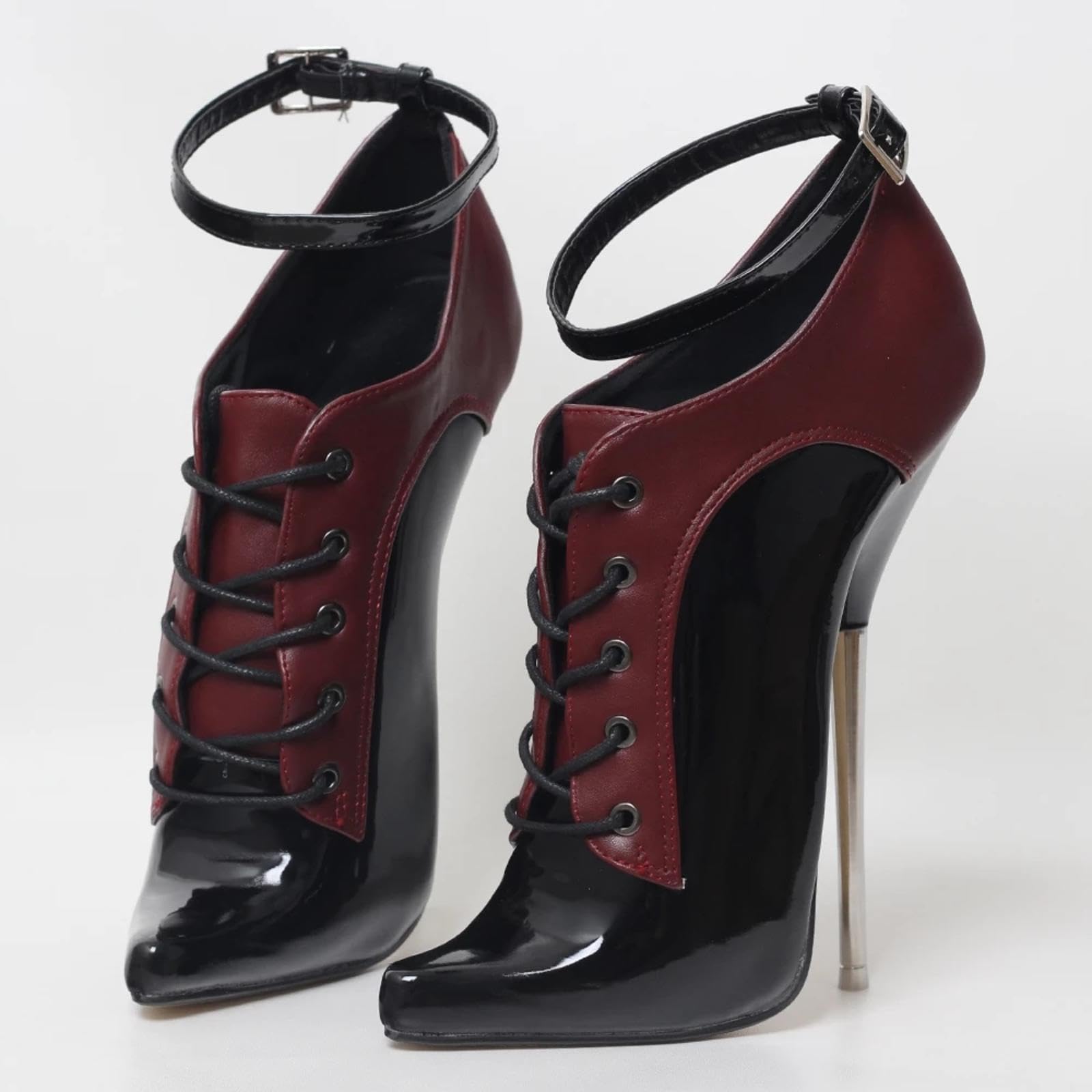 Tacchi Donna Tacchi Alti 18CM Scarpe da Ballo a Punta Tacco fine,Black-43
