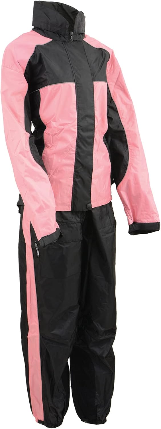 Milwaukee Leather Women’s PINK Water-Resistant Motorcycle Rain Suit with Hi Vis Reflective Tape SH2222-01 Milwaukee Leather Women’s PINK Water-Resistant Motorcycle Rain Suit with Hi Vis Reflective Tape SH2222-01