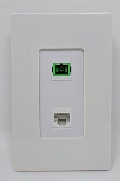 RiteAV - 1 Port SC/APC Simplex Fiber 1 Port Cat6 Ethernet Screwless Decorative Wall Plate