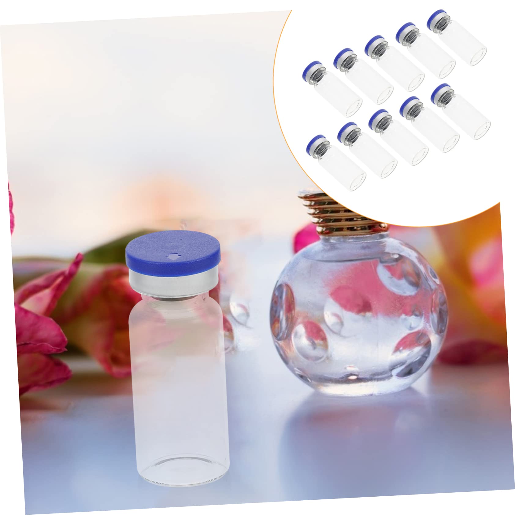 SOLUSTRE 100 Stück Wiederbefüllbare Glasfläschchen 10ml mit Dickem Flachem Boden und Deckel Klare Transparente Flaschen für Labor und Proben