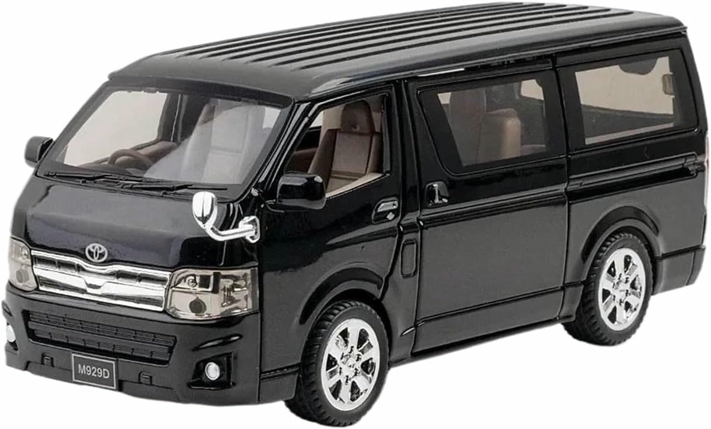 Deaver Black Diecast 1:32 For Toyotas For Hiace Scale Alloy Car Models Realistic Openable Door Finished Vehicle Model Collection(Black)