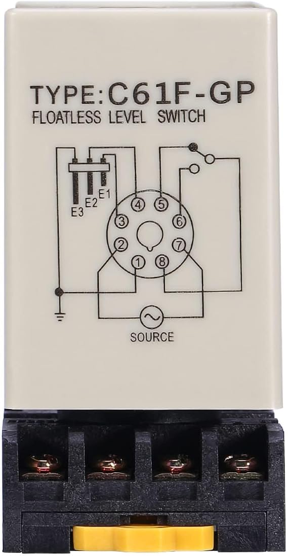 Floatless Level Switch, C61F-GP AC220V 50/60HZ Liquid Level Sensor Floatless Switch Controller With LED Indicator Floatless Level Relay Liquid Level Switch Water Level Control Switch