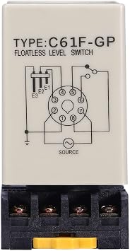 Floatless Level Switch, C61F-GP AC220V 50/60HZ Liquid Level Sensor Floatless Switch Controller With LED Indicator Floatless Level Relay Liquid Level Switch Water Level Control Switch