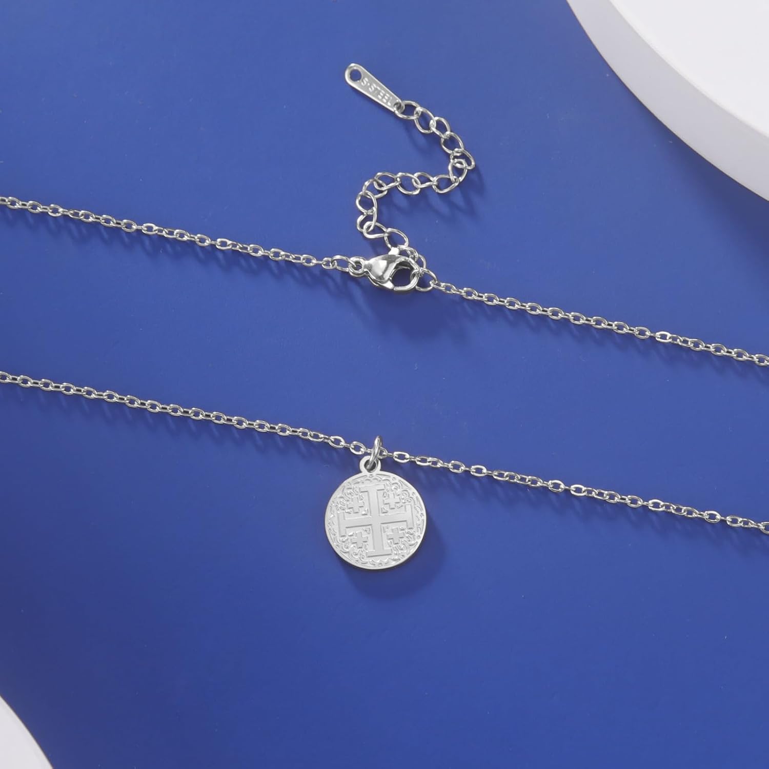 Jude Jewelers Stainless Steel Jerusalem Cross Religious Prayer Statement Pendant Necklace - Image 6