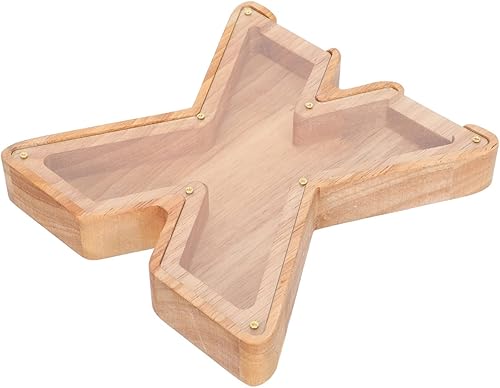 Kisangel Alcancía de madera para regalo para bebés, letras de madera, alcancía, letra X, banco de monedas, banco de ahorro del alfabeto, caja de