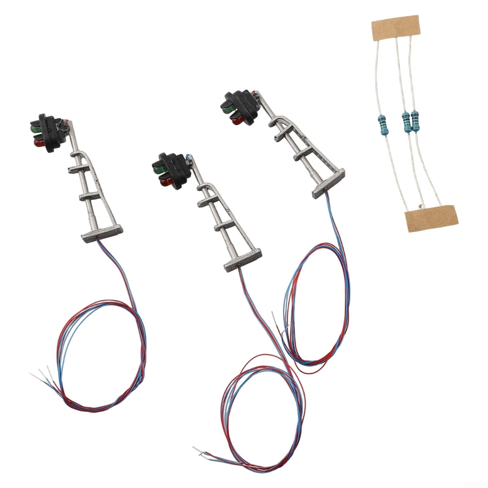 3Pcs Model Railroad N Scale 1:87 Track Signals 2-LEDs Green Red Block Lights For Railway Layout