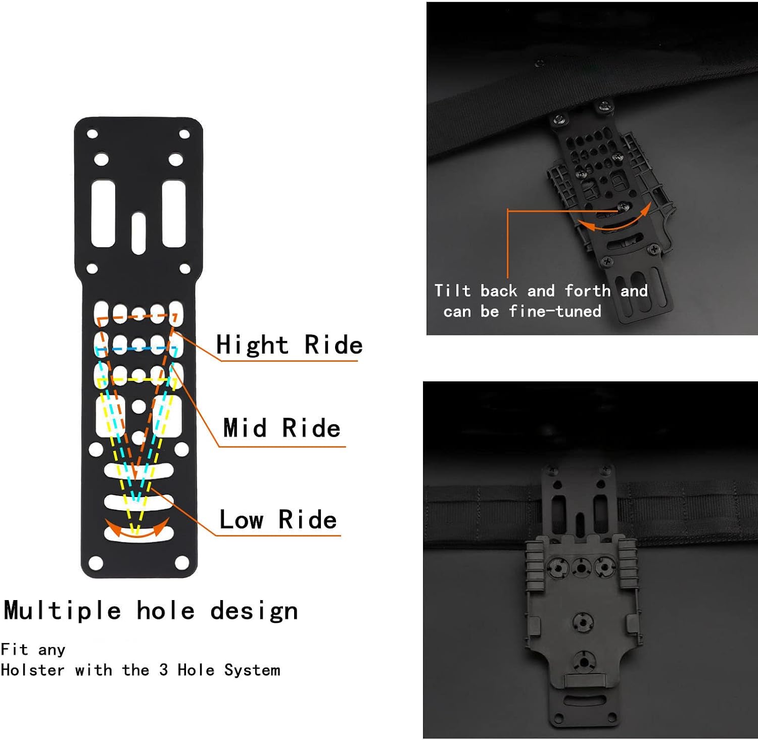 Universal Belt Loop Adapter Expansion Adjustable Multi-angle Hole Position For High/Low/Mid Ride Duty Holster - Image 2