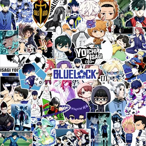 Image of AnimeVerse Pack of 60 Blue Lock Anime Stickers for Laptop, Phone, Guitar, Bike, PC, | Waterproof Glossy Vinyl Decals | Residue-Free Anime Stickers Collection (Blue Lock)