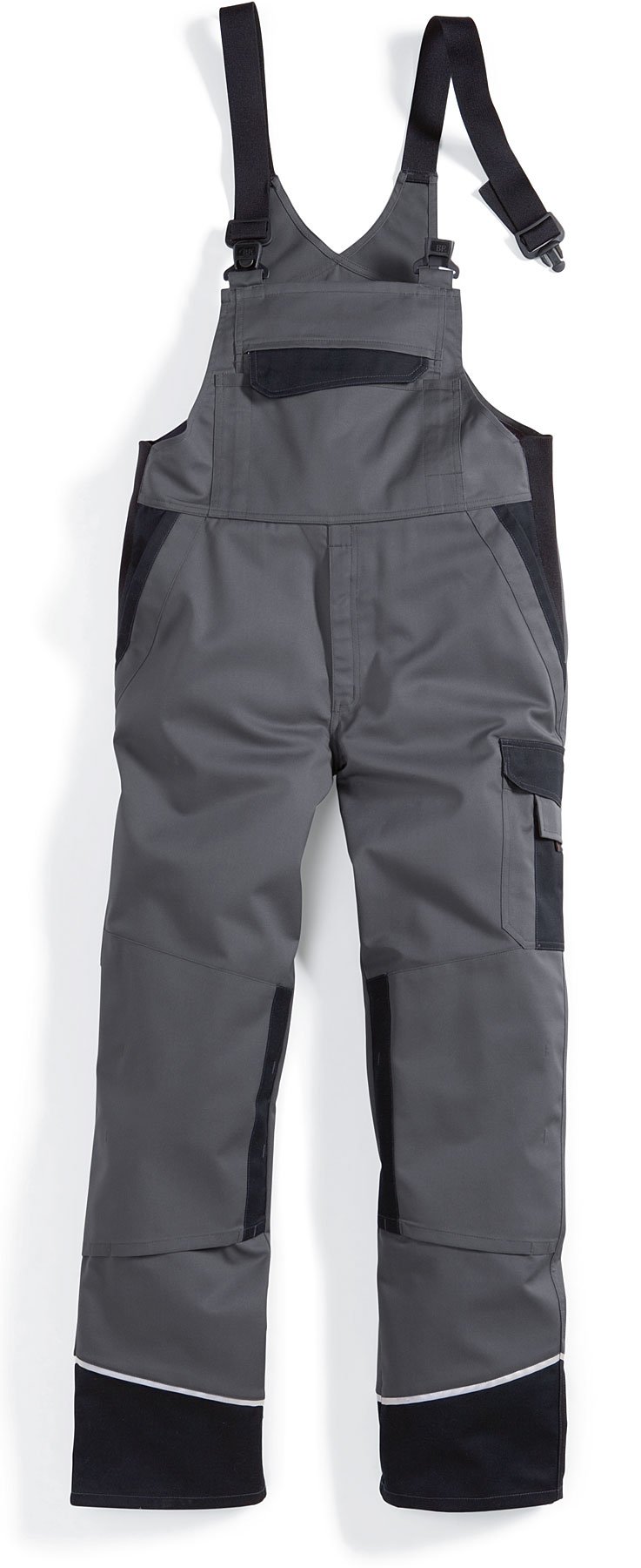BP 1797-720-32-60n, Work trousers, with double waist button and elasticated back 305,00 g/m², Reinforced cotton black, 43/44n