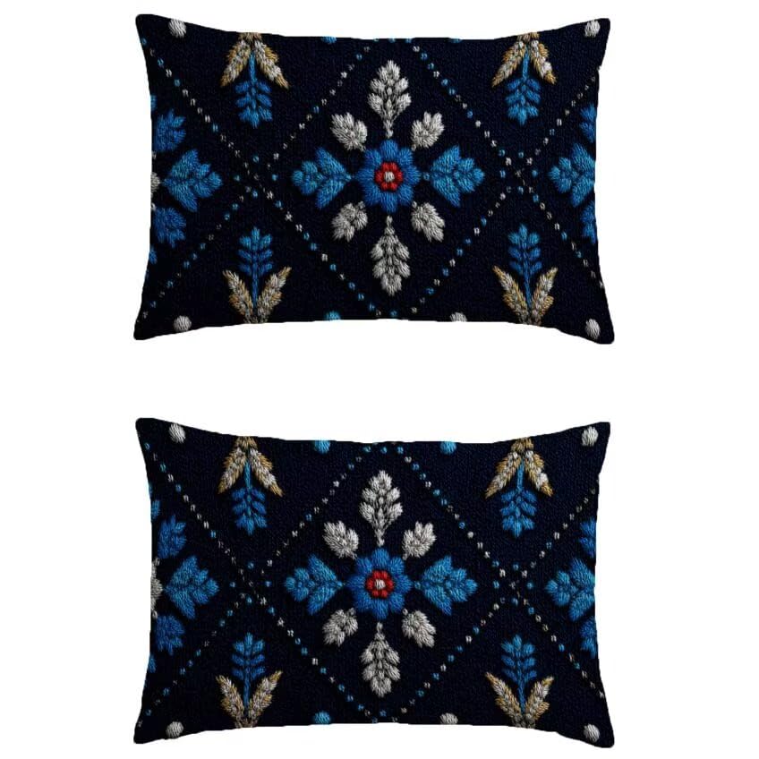 Housse coussin exterieur bleu pour un automne chaleureux au jardin