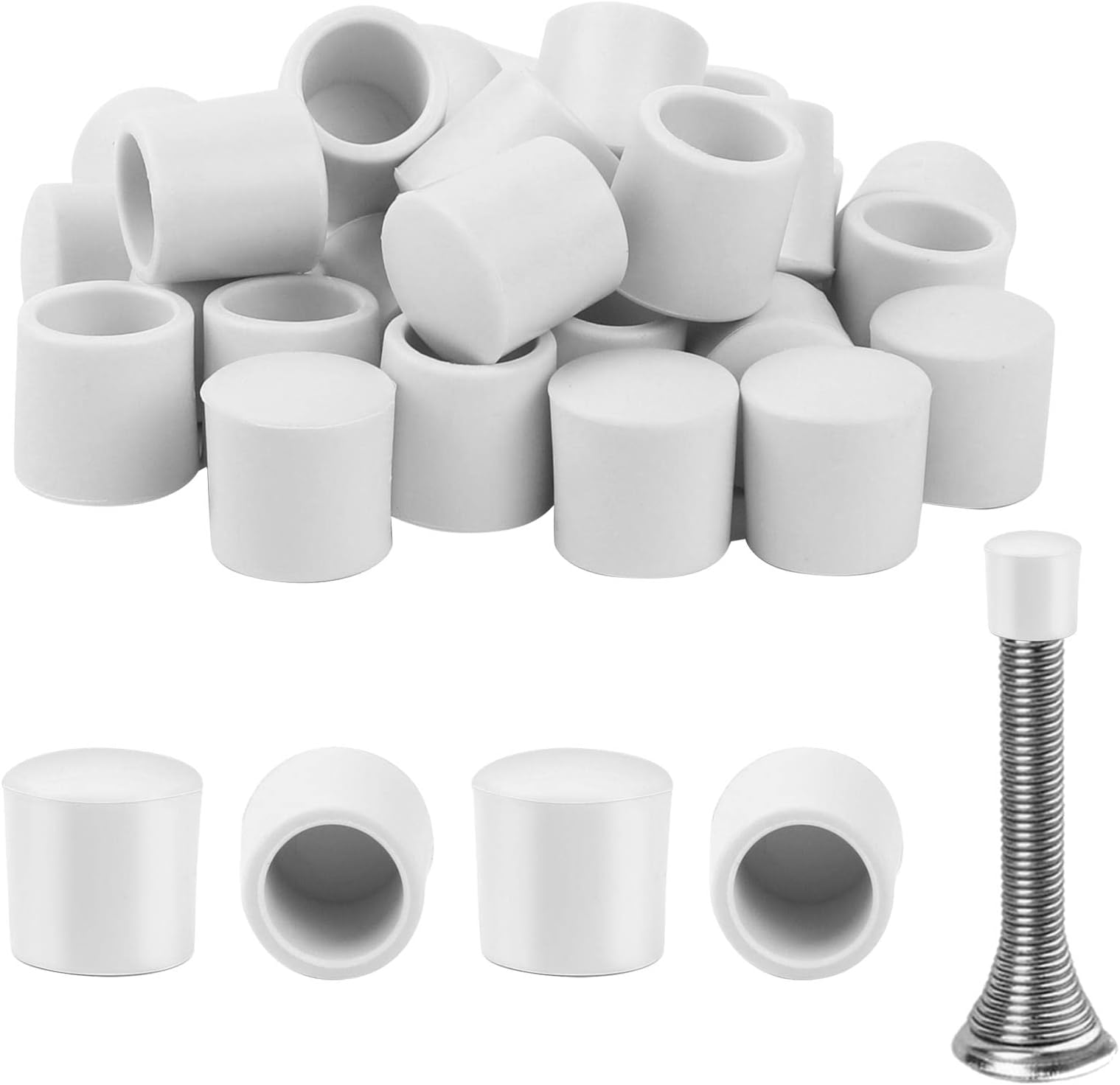 Cionyce 20 Pack Rubber Door Stop Tips White Door Bumper Caps for Wall, 9mm Stopper
