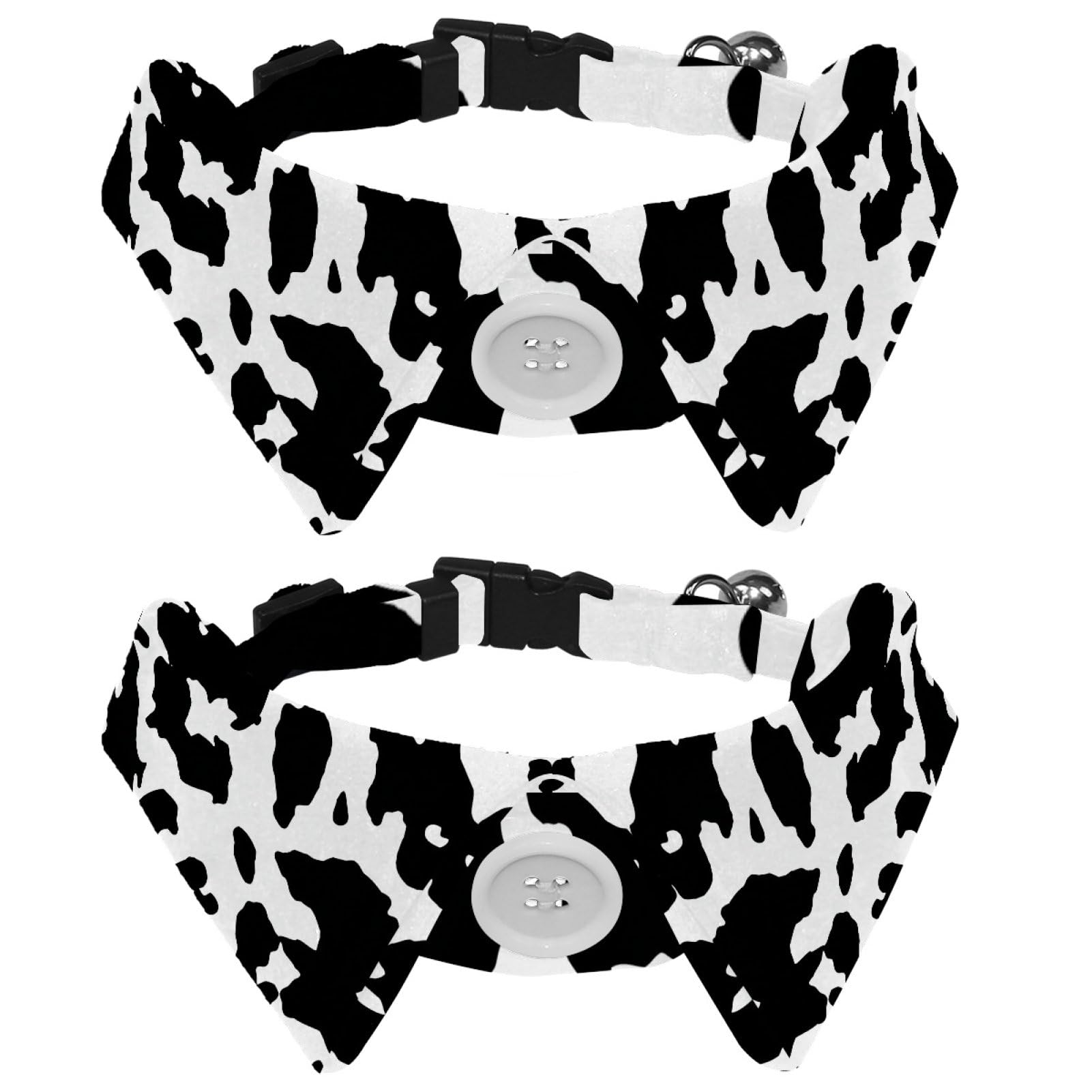 2 PCS Lapel Design Pet Bow Tie Adjustable Dog Collar with Bowtie Abstract Cow