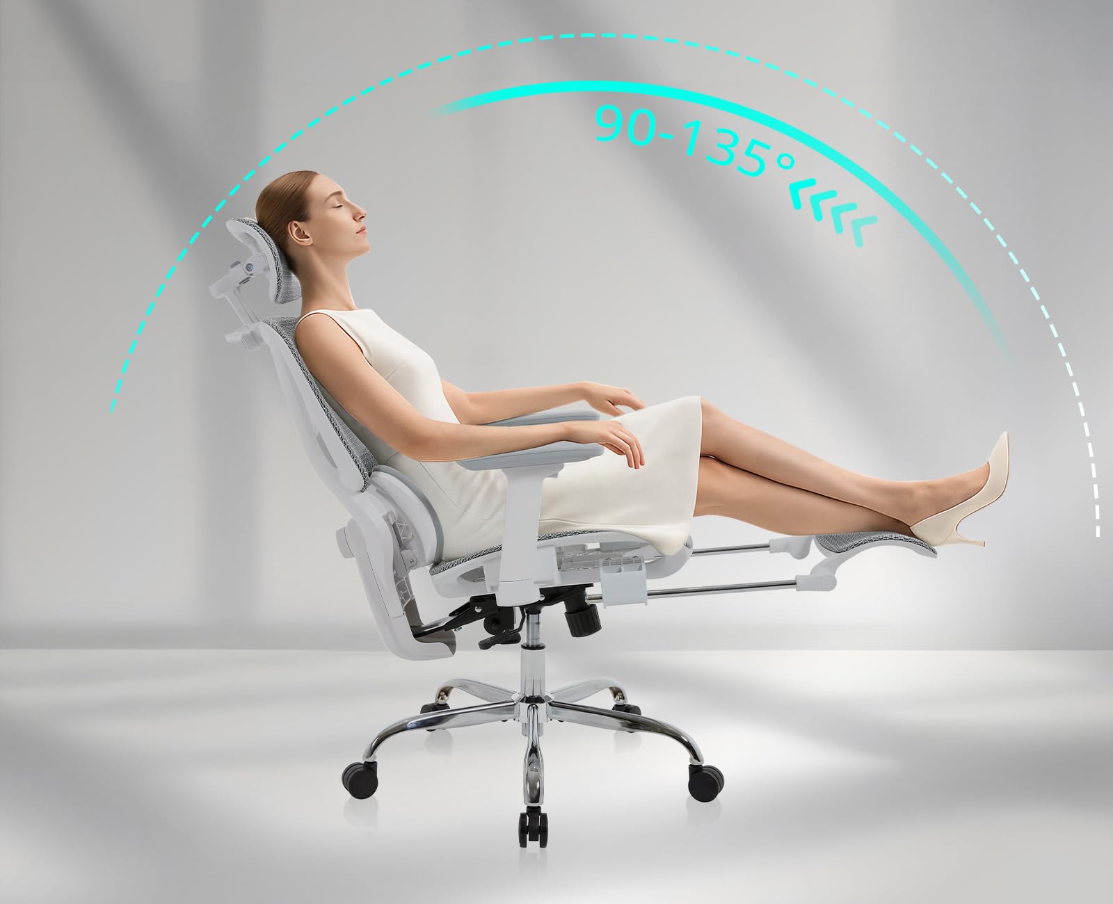 Ya-Home Sedia Ufficio Sedia Ergonomica Sedia Scrivania con Supporto Lombare Poltrona Girevole con Braccioli e Poggiatesta Sedie Computer Regolabile in Altezza con Poggiapiedi, Grigio