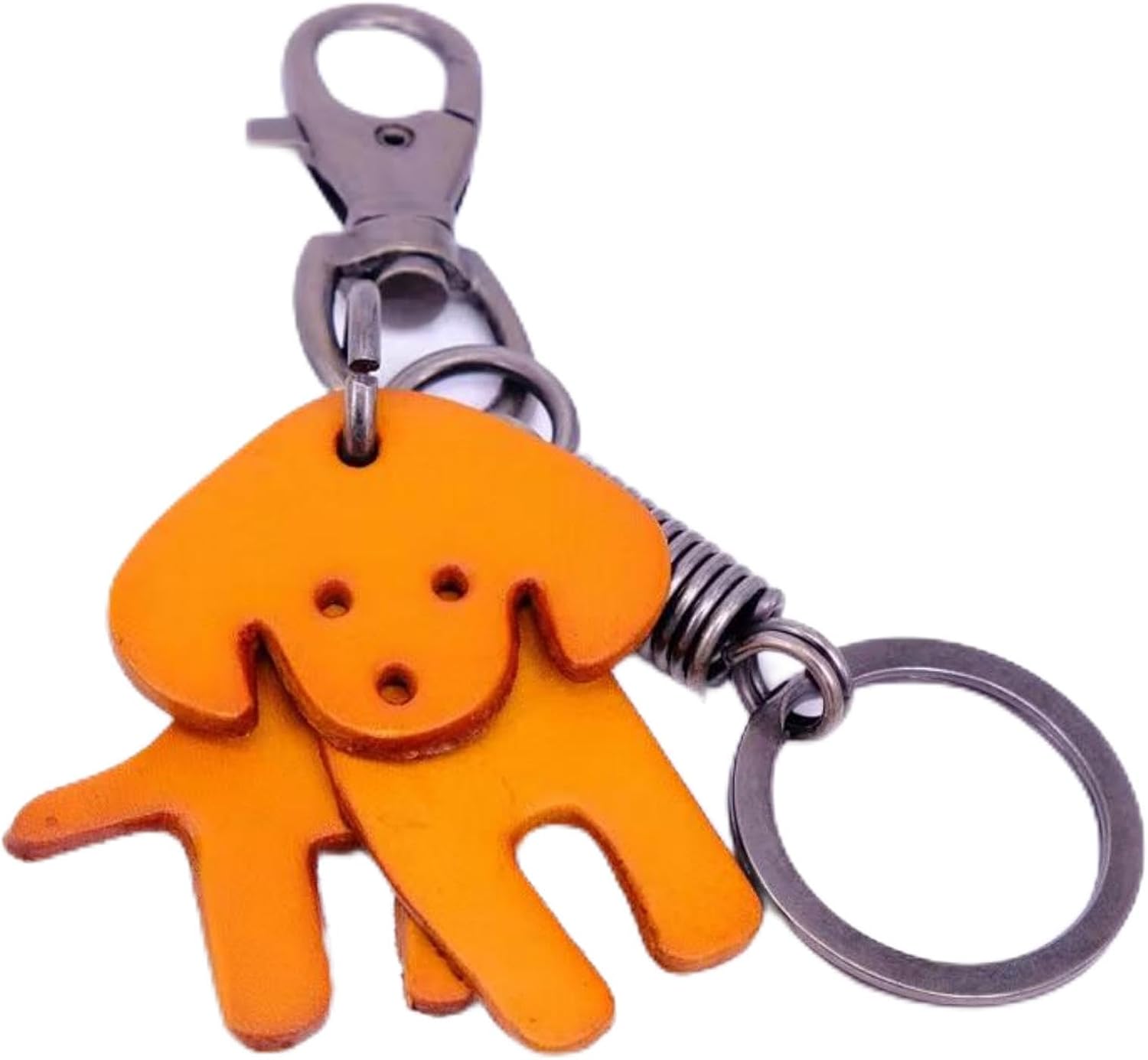 Leather Craft Dog Keychain Animal Cute Key Chain Funny Active Puppy Keyring Charm Pendant for Women and Men, Small