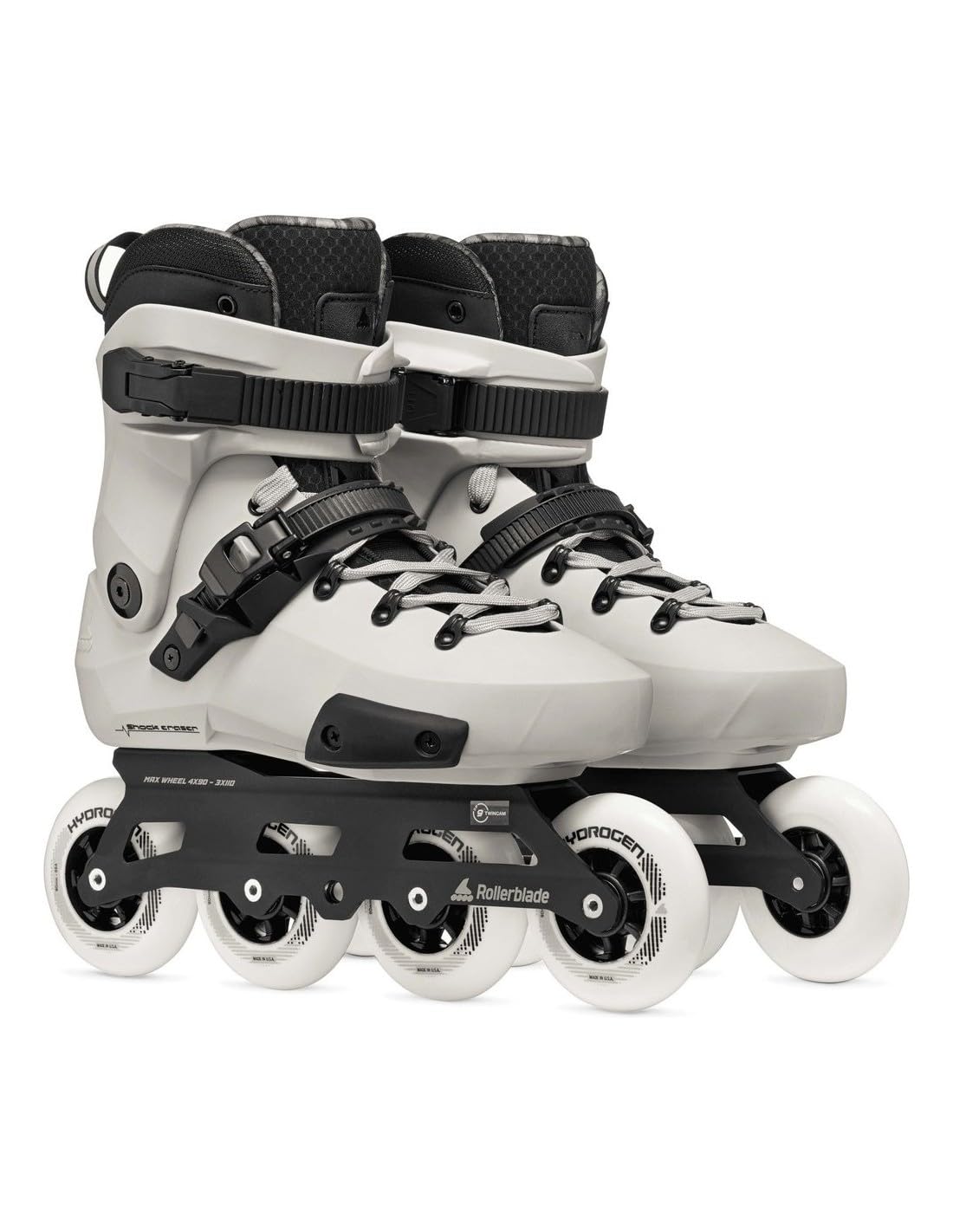 Rollerblade Patines Freeskate Urbanos Twister 90R - Agilidad Extrema y Configuración Rocker 4x90mm - Carcasa Rígida y Guía de Aluminio - White Smoke (Blanco/Negro)