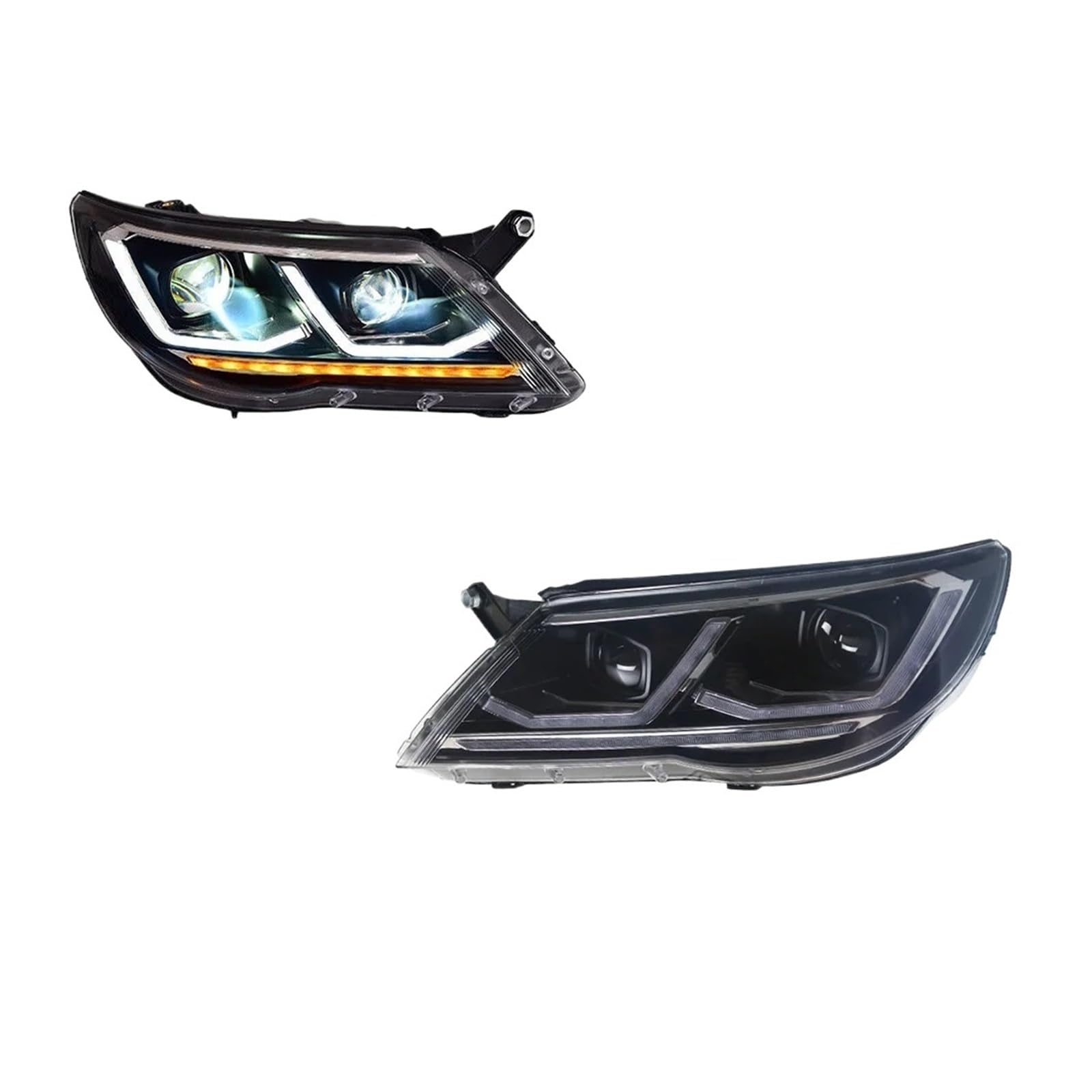Fari Anteriori per VW Tiguan 2013-2017 con fendinebbia, luci diurne, luci di Stop e indicatori di direzione. Installazione Semplice (Plug And Play).