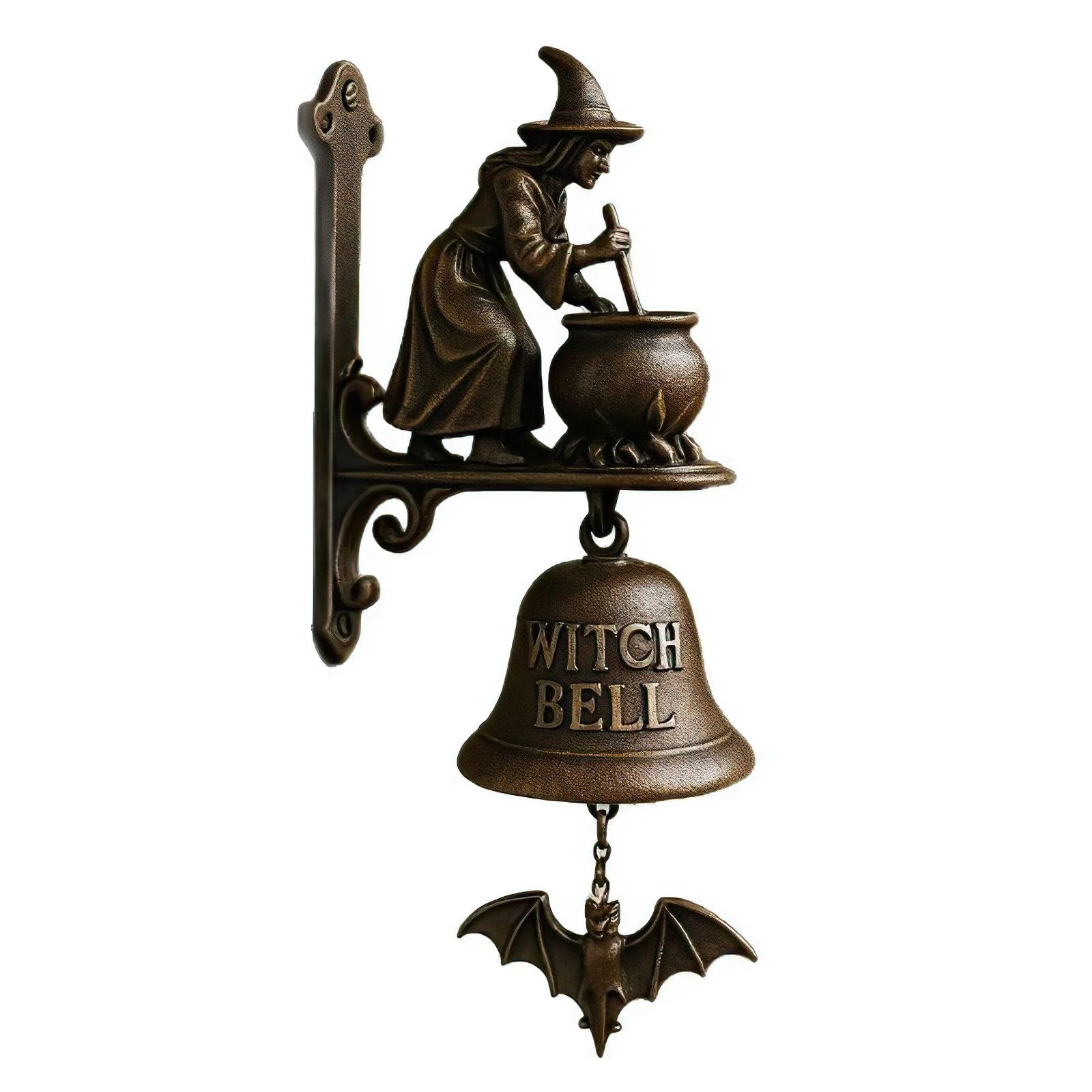 Vintage Halloween Witch Doorbell - Cast Iron Doorbell with Enchanted Chime | Funny Witch Hanging Bell, Gothic Porch Decor & Halloween Door Hanger for Outdoor/Indoor Use