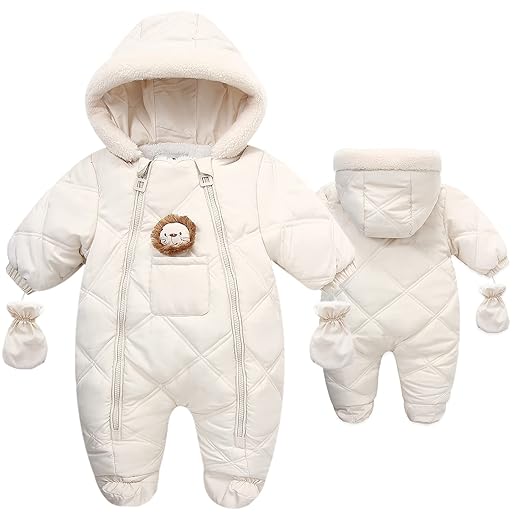 Fairy Baby Infant Baby Winter Snowsuit Coat Romper Hoodied Footie Outwear Warm Jumpsuit for Girls Boys 6-9 Months