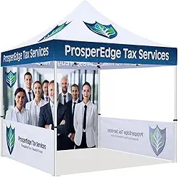 Barraca personalizada 10x10 com logotipo, tenda de dossel pop-up personalizada com paredes opcionais para eventos de negócios, feiras, mercado de fazendeiros, bolsa de rolo incluída (impostos e finanças)